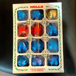 Holly Vintage Glass Ornaments